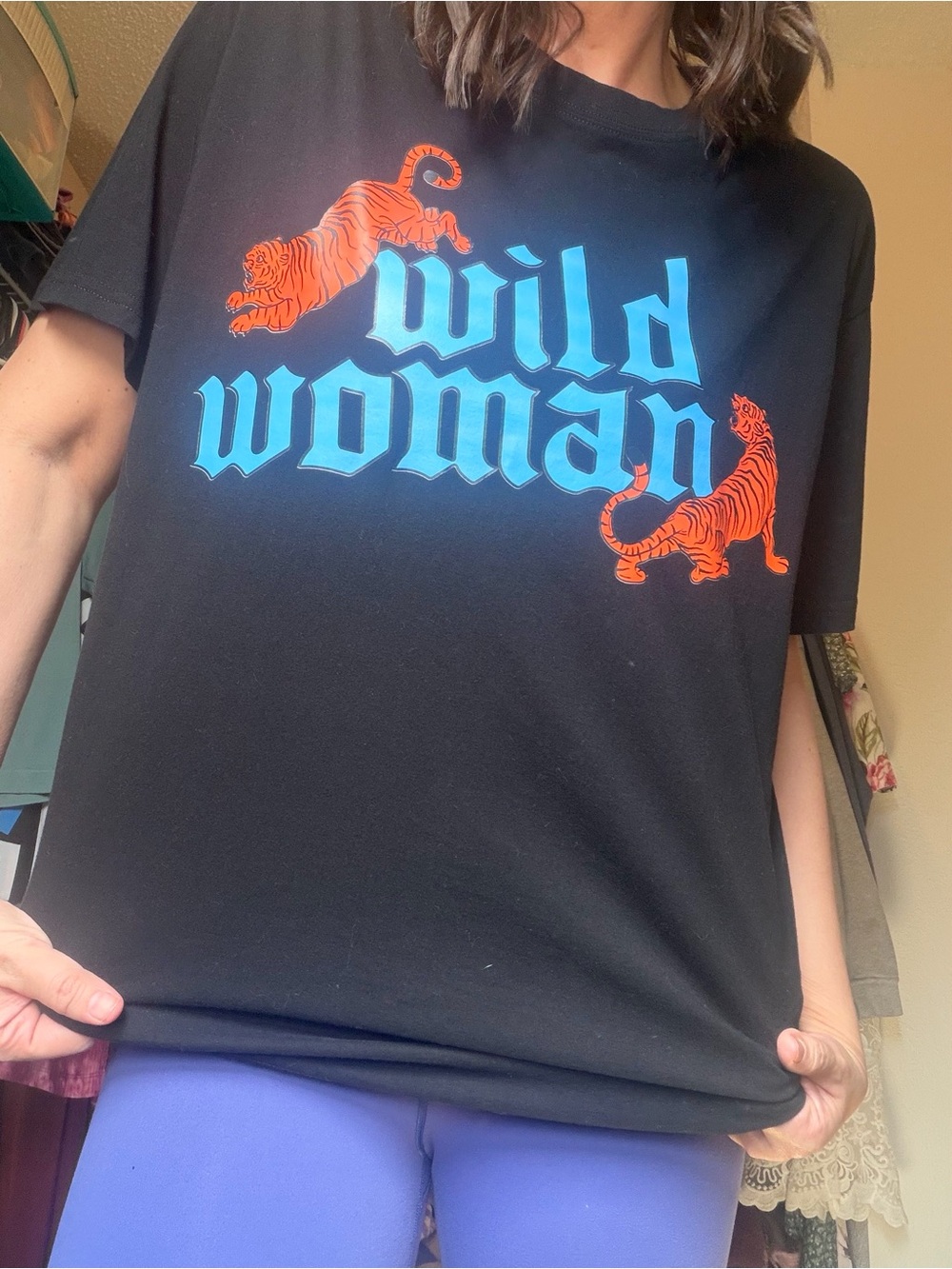 Emy Ave/Burnt Toast Wild Woman Graphic Tee - Black with Blue & Orange